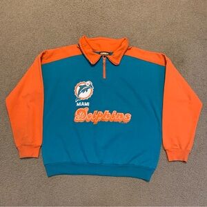 Vintage Miami Dolphins NFL Football Hummer Sportswear 1/4 Zip SweatShirt Adult L